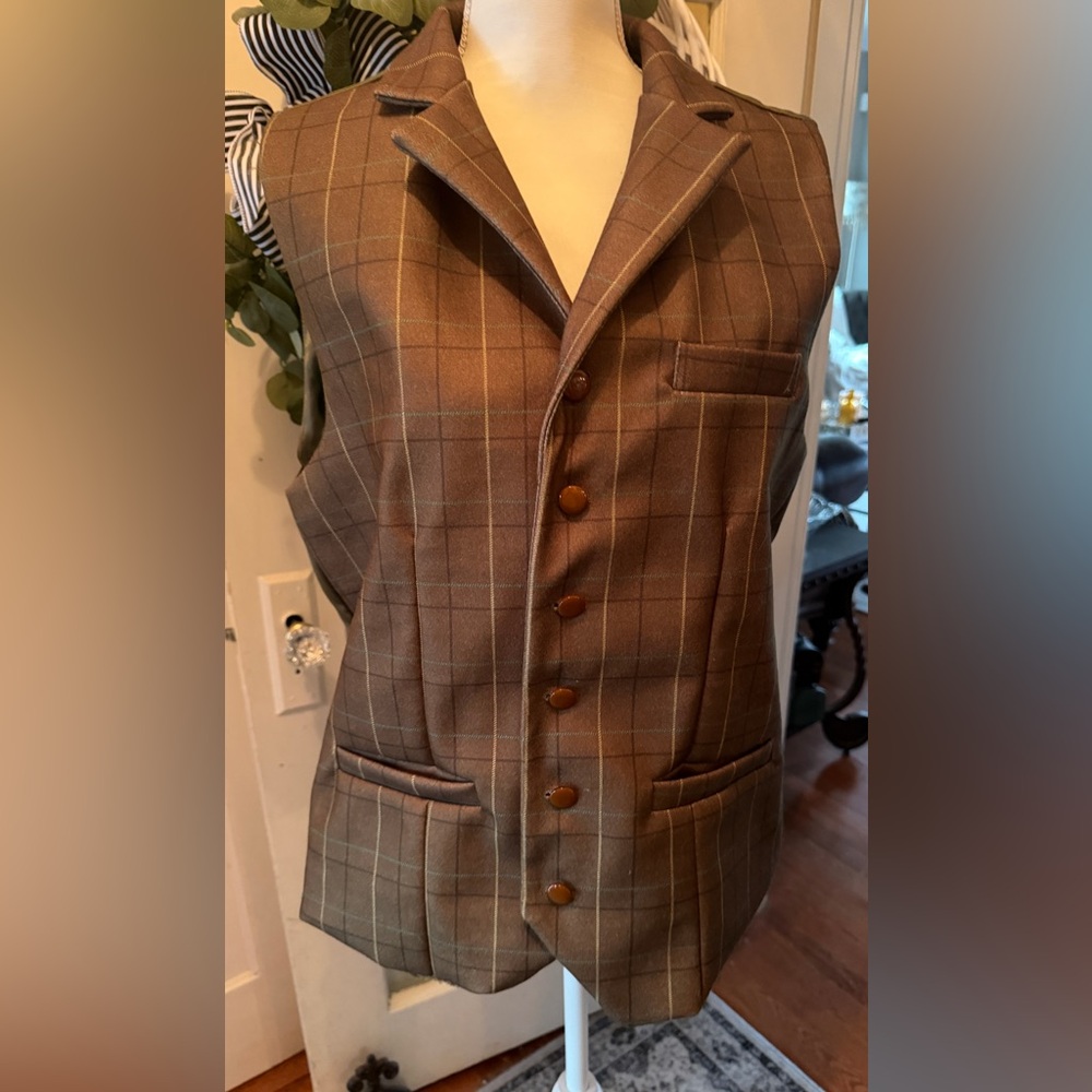 Brown Plaid Men's Vest